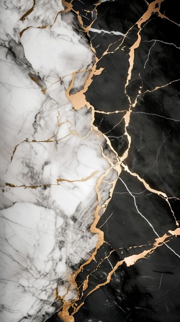 رخام ابيض واسود لام معا زخرفة باللون الذهبي من محل بديل الرخام بالمدينة المنورة