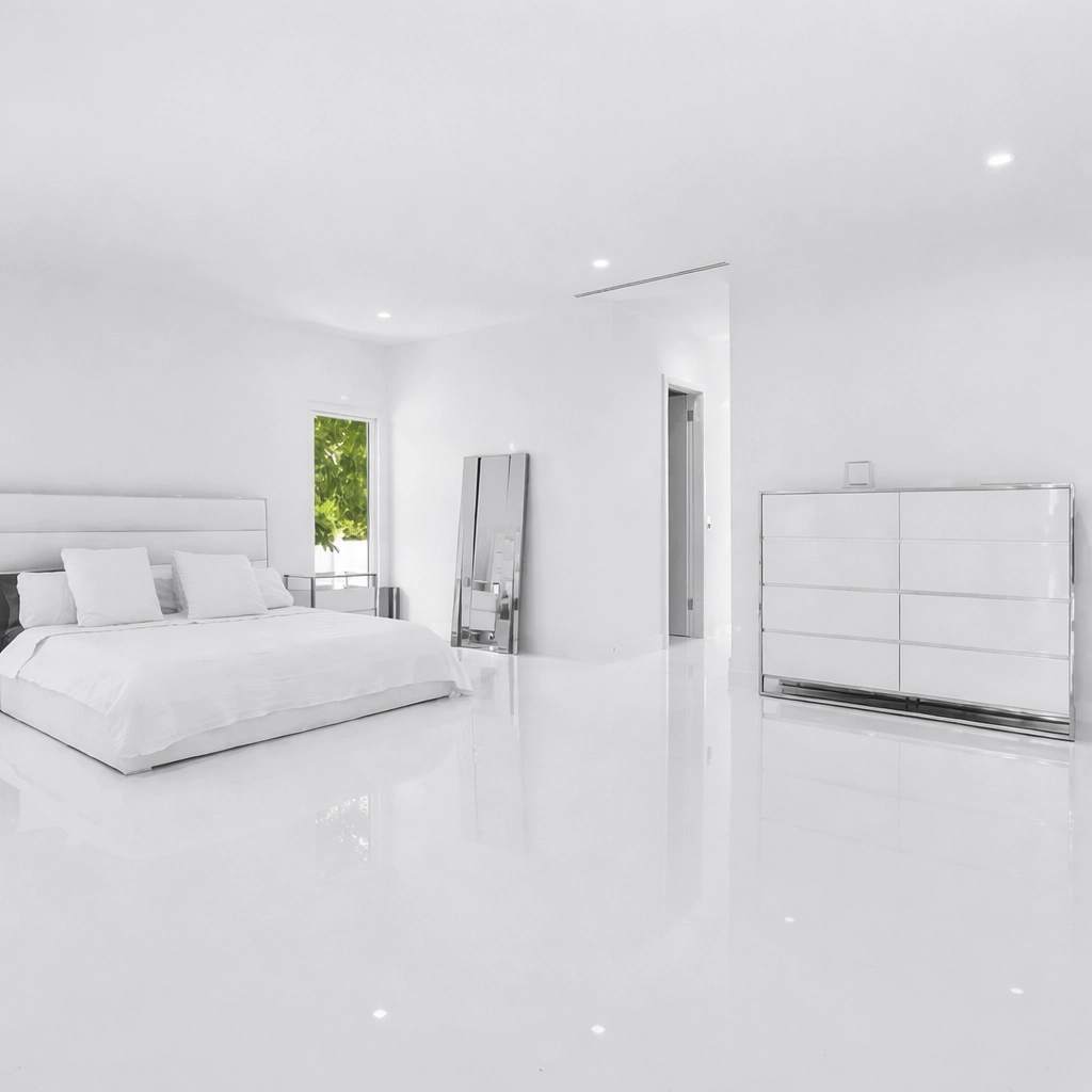 مشروع دهانات مبتكر لغرف النوم مع لمسات فنية دقيقة تظهر احتراف